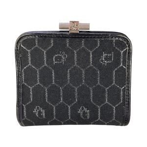 Vintage Christian Dior Honeycomb Monogram Coin Purse Black Silver Dior Wallet